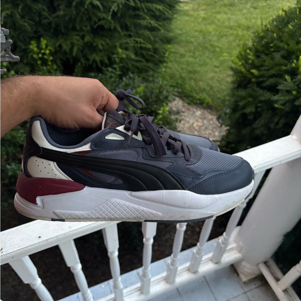 Puma Men's Charcoal and Burgundy Sneakers